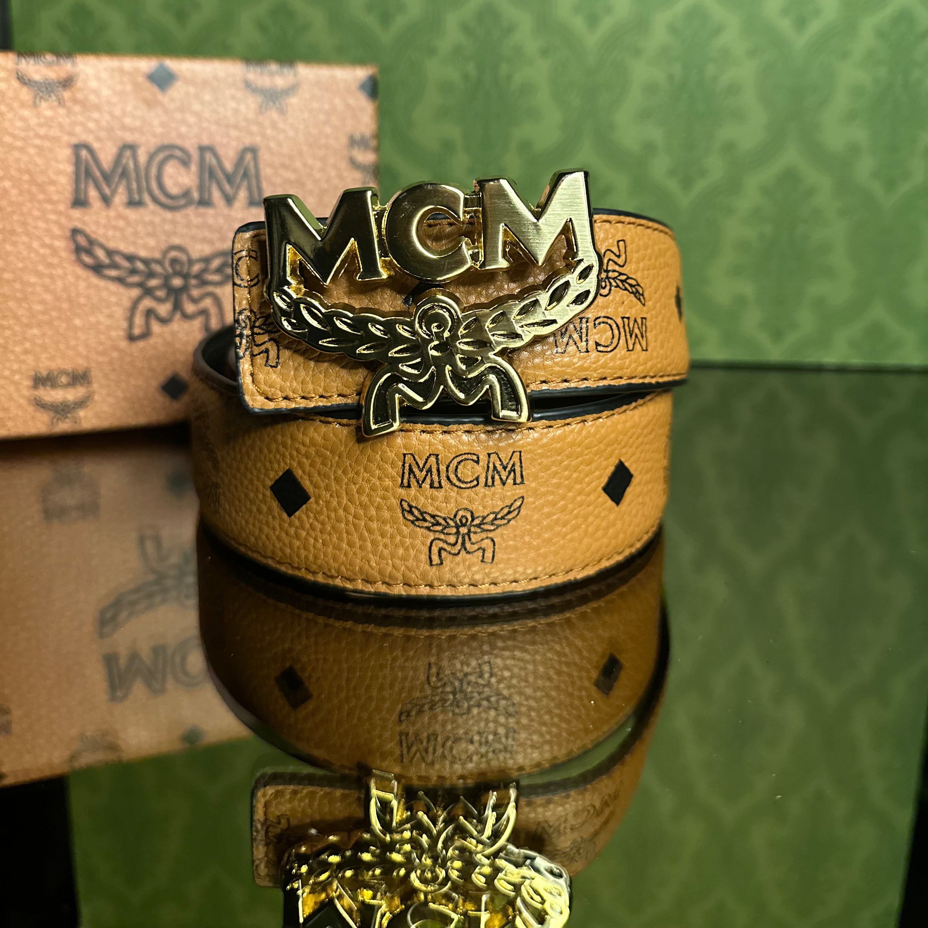 MCM Δερμάτινη ζώνη διπλής Όψεως Ταμπα και μαύρο ￼￼