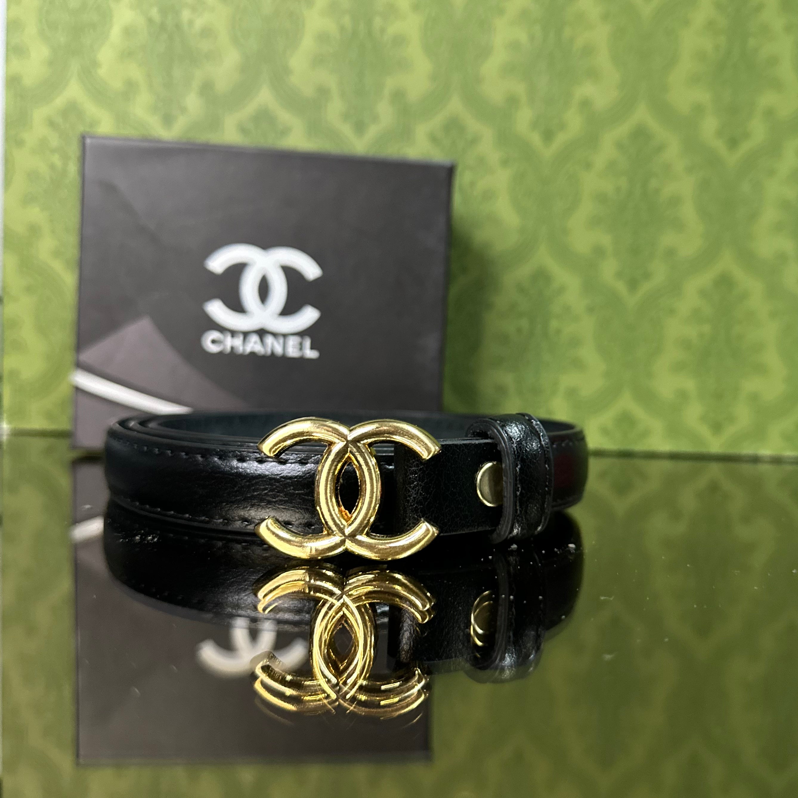 Chanel Δερμάτινη ζώνη μαύρη