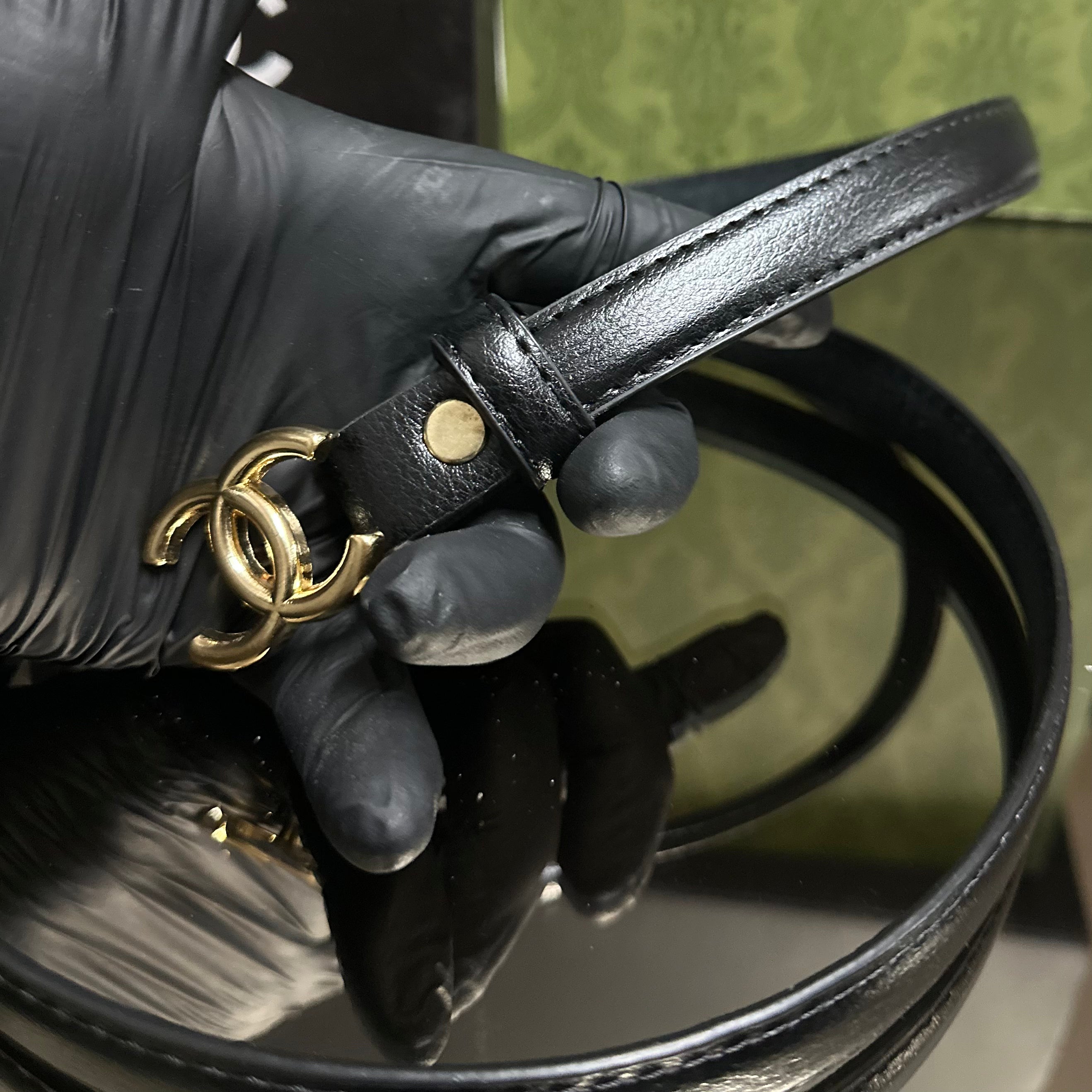 Chanel Δερμάτινη ζώνη μαύρη