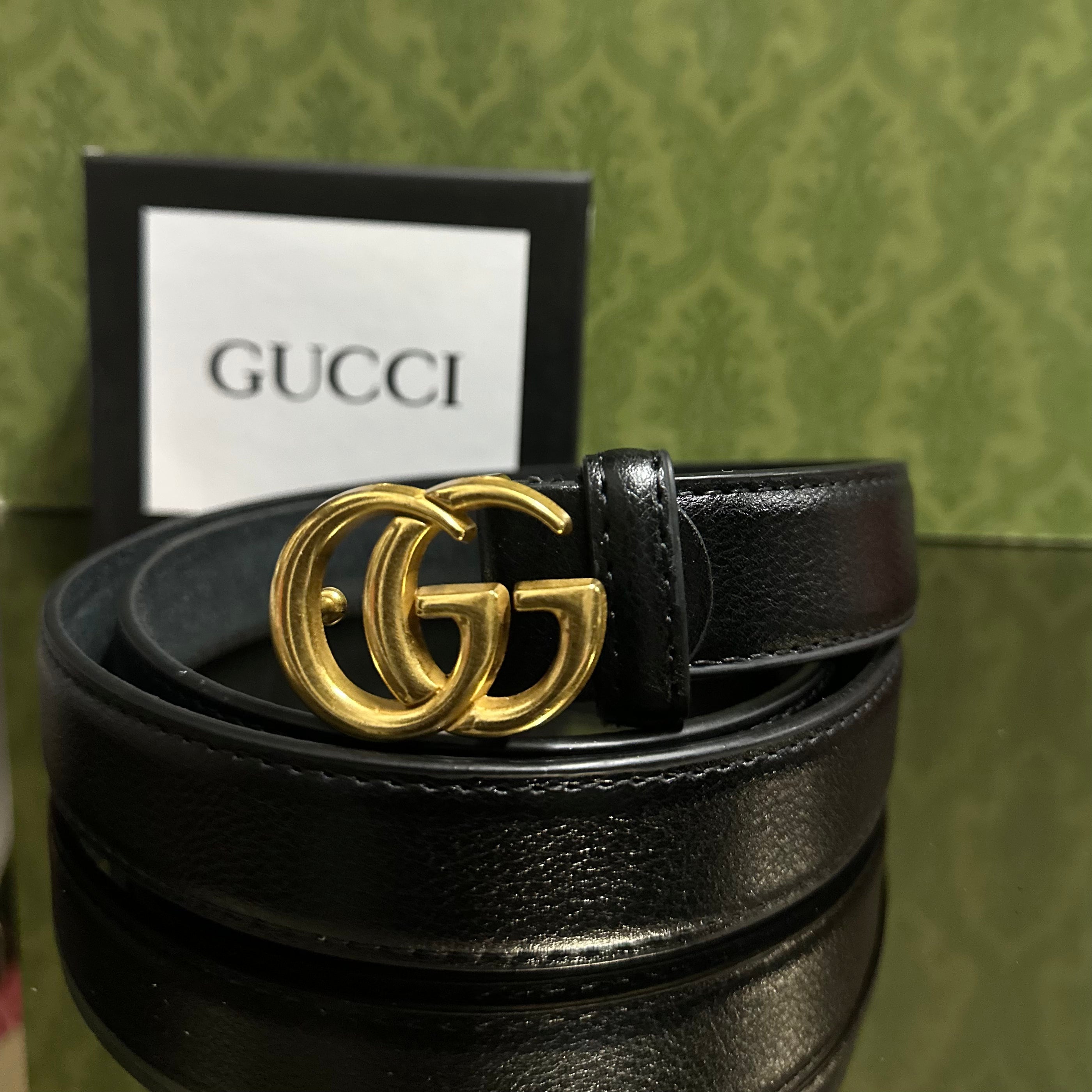 Gucci Δερμάτινη ζώνη Μαύρη ￼￼