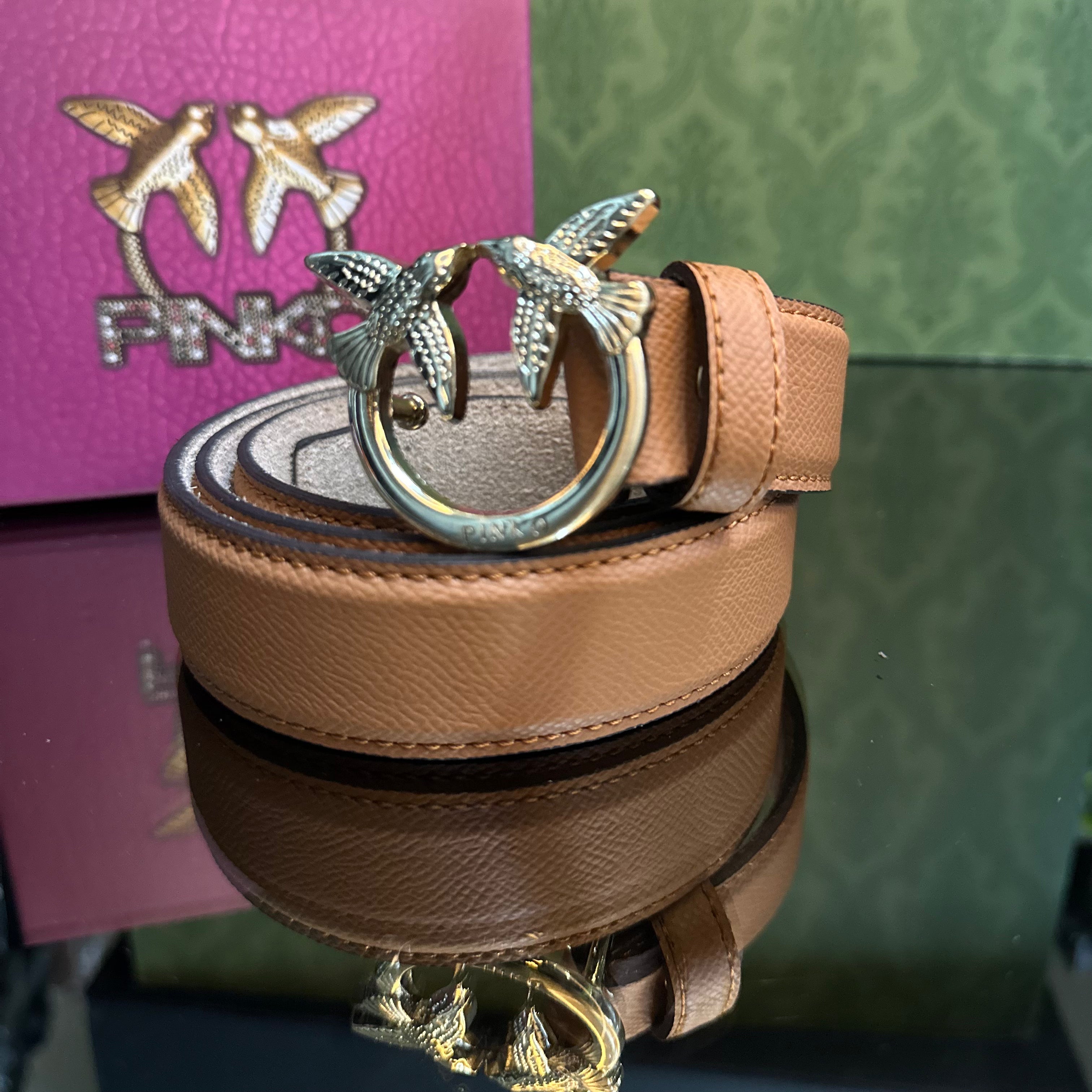 Pinko Δερμάτινη ζώνη Ταμπα ￼￼