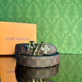 ￼ Louis Vuitton Δερμάτινη ζώνη διπλής όψεως καφέ και μαύρο￼