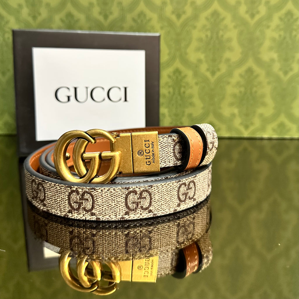 Gucci Δερμάτινη ζώνη διπλής Όψεως μέ ταμπα ￼￼