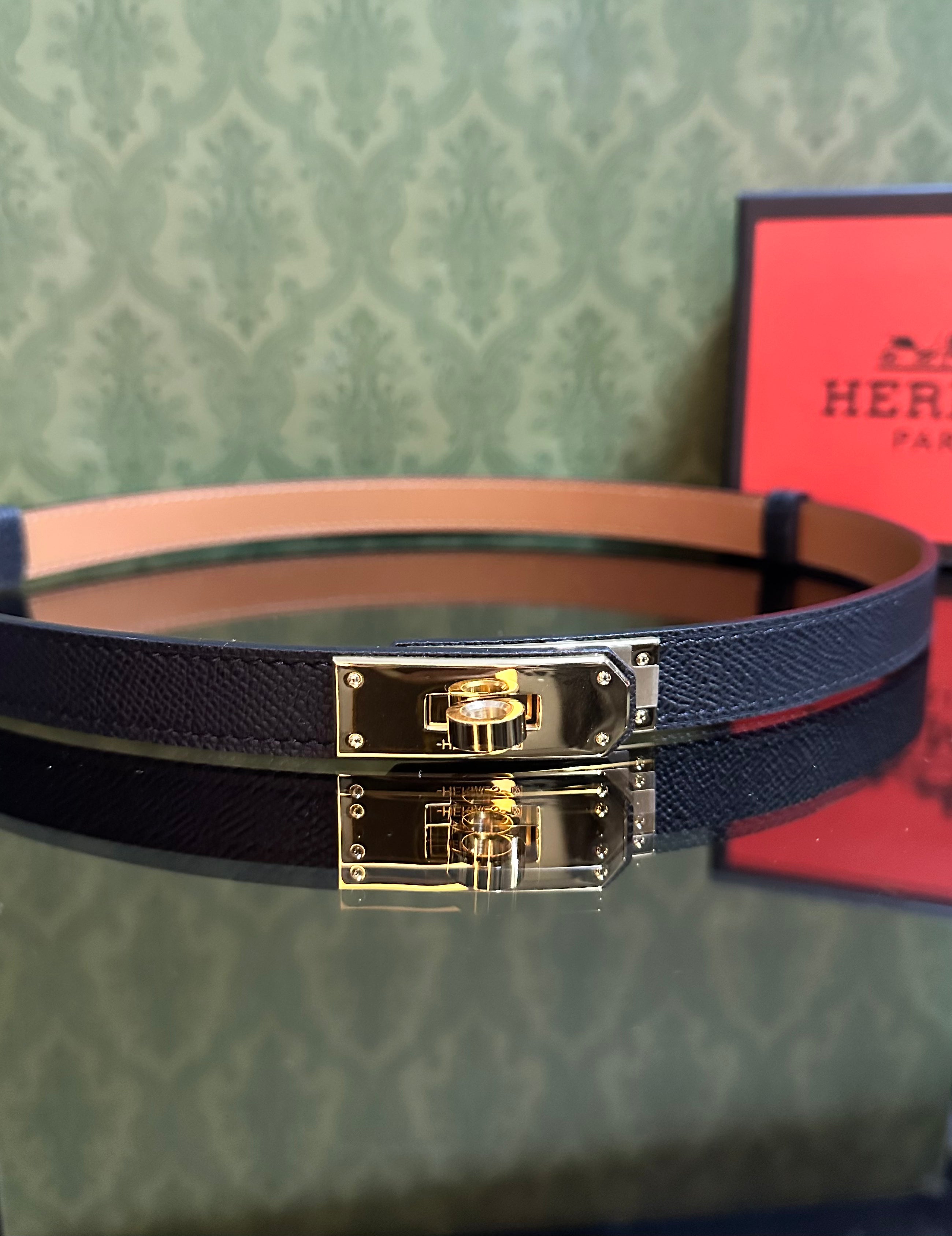 Hermes Ζώνη Δερμάτινη μαύρη ￼￼