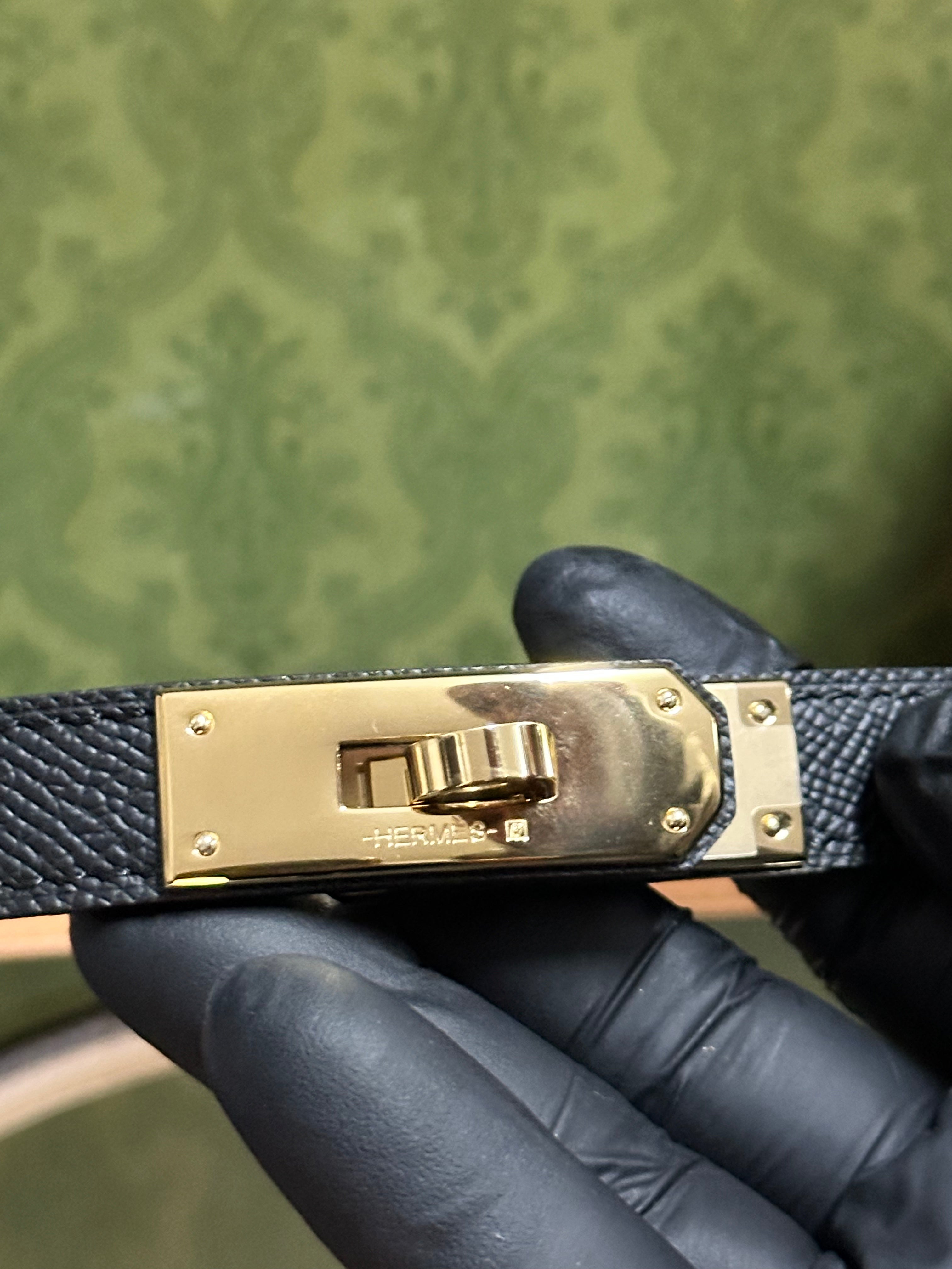 Hermes Ζώνη Δερμάτινη μαύρη ￼￼