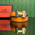 Hermes ζώνη δερμάτινη Διπλής όψεως ￼πορτοκαλί ￼και μαυρο
