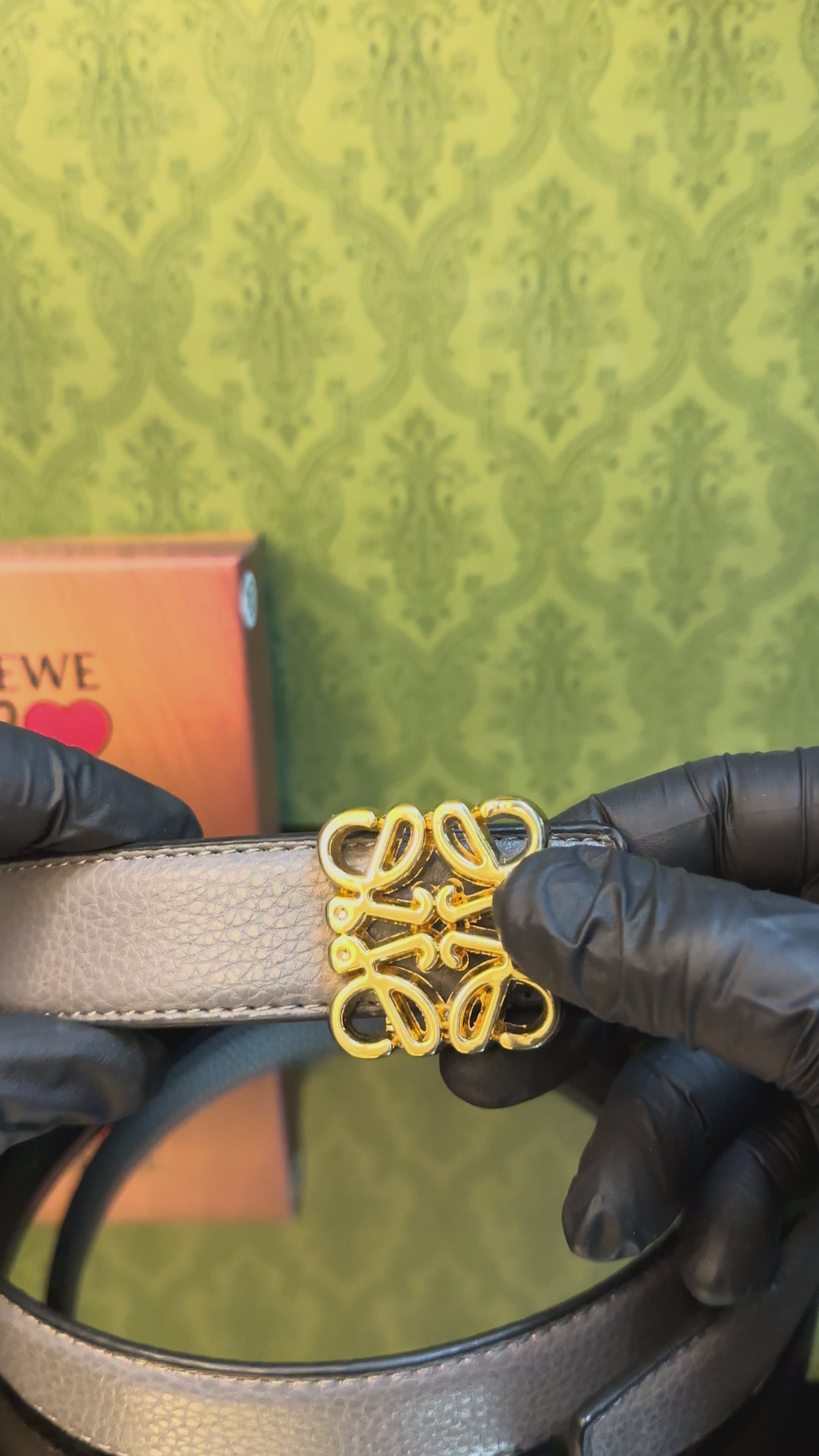 Loewe Δερμάτινη ζώνη διπλής όψεως Γκρι ￼και μαύρο ￼￼